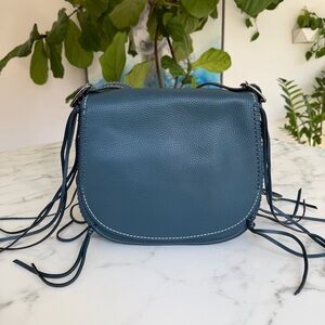 COACH 1941 Saddle With Whiplash Detail 38219 Mineral Teal Blue Pebble Leather
